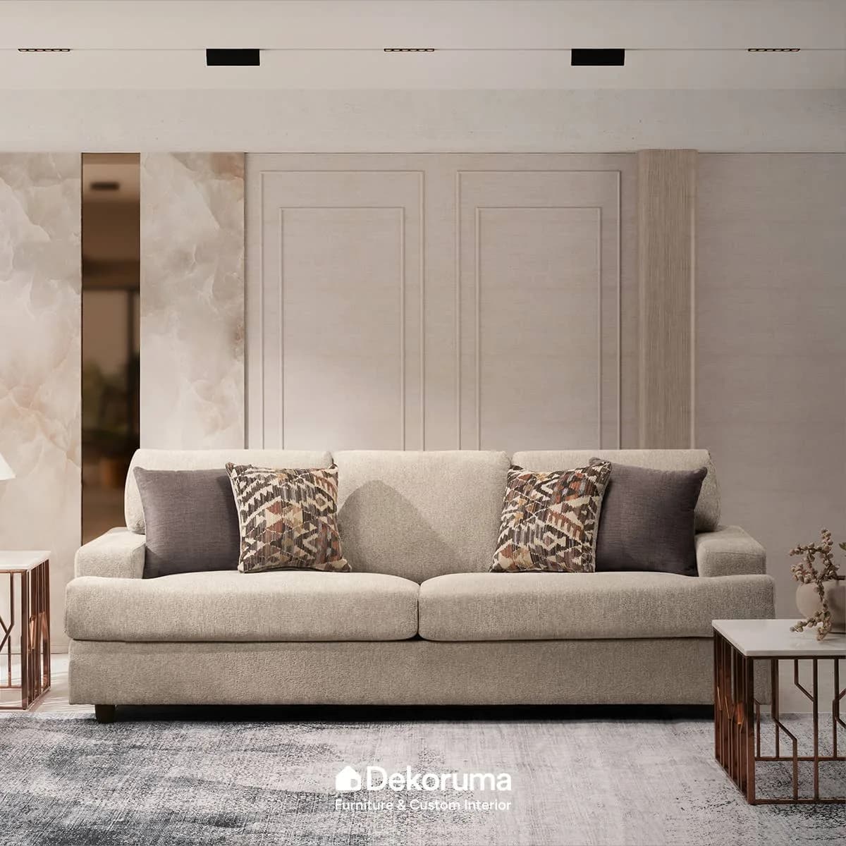 Tenzo Living WILSON Sofa 3 Dudukan Kain - Krem