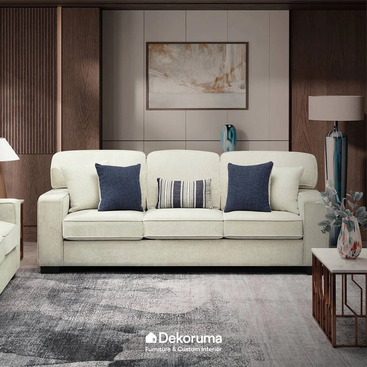 Tenzo Living ZOEY Sofa 3 Dudukan Kain - Krem