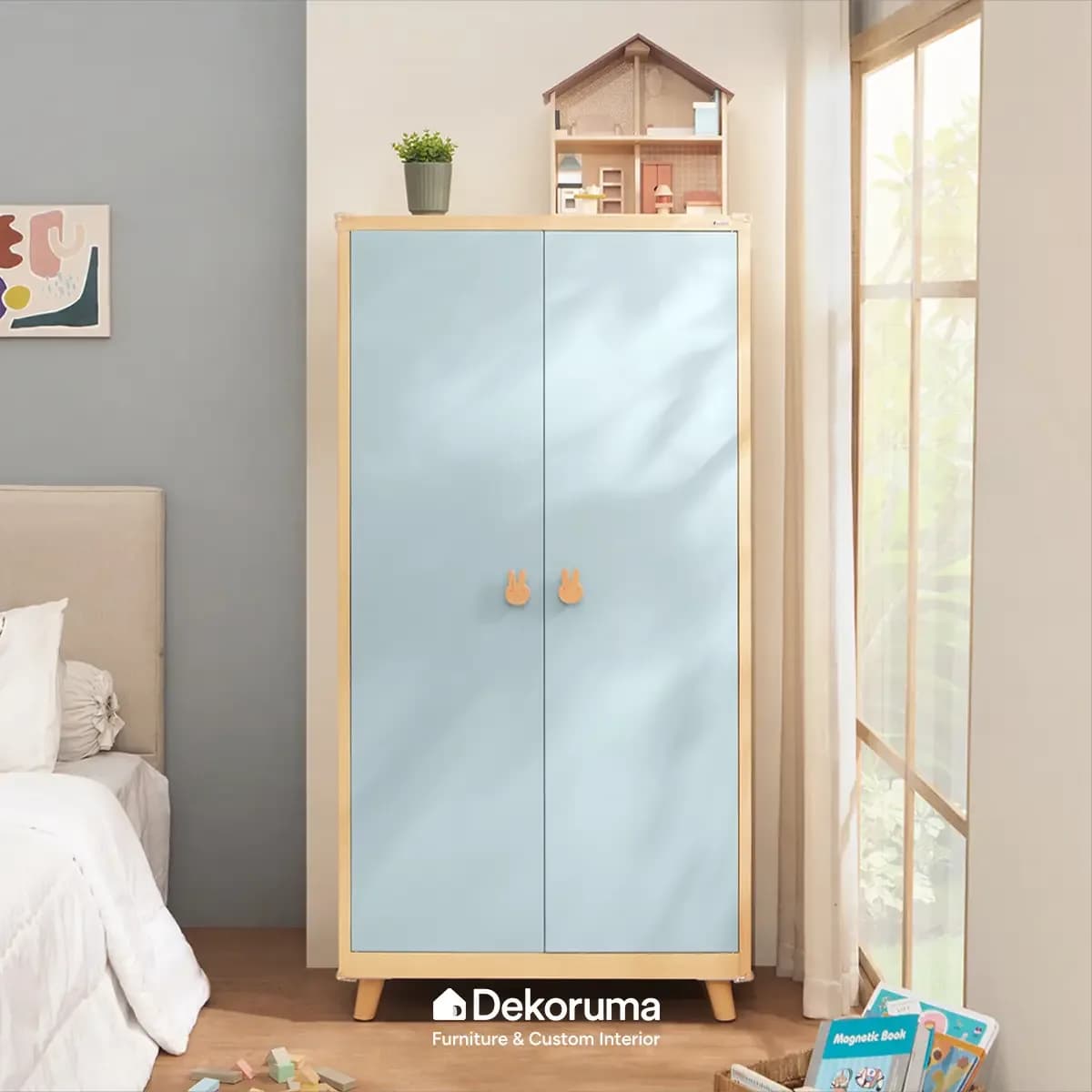 Heim Studio PIKA Lemari Pakaian Besi 2 Pintu - Biru